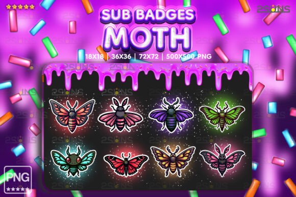 Download 8 Magic Sub Badges Moth, Goth Twitch - Sub badges Collection