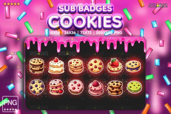 Download 13 Yummy Sub Badges, Cute Cookies Twitch - Sub badges Collection