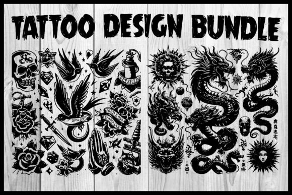 Download Tattoo T-Shirts, Stickers Design Bundle - Sticker Collection